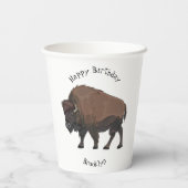 Gobelets En Papier Illustration de bison (Verso)