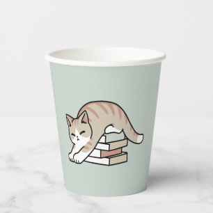 Gobelets En Papier Illustration de chat Lover - Curled Up & Cosy