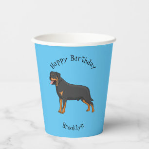 Gobelets En Papier Illustration de chien Rottweiler