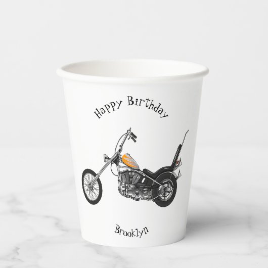 Gobelets En Papier Illustration de Chopper Motorcycle 1950 (Recto)