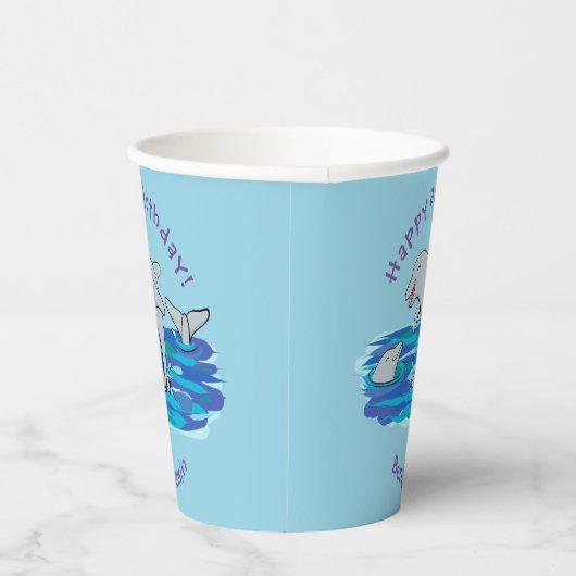 Gobelets En Papier Illustration de dauphins heureux adorables (Droite)