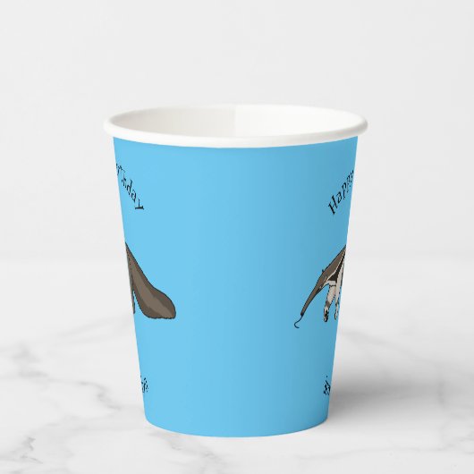 Gobelets En Papier Illustration de dessin animé d'Anteater happy (Gauche)