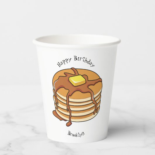 Gobelets En Papier Illustration de dessin animé de Pancake (Recto)
