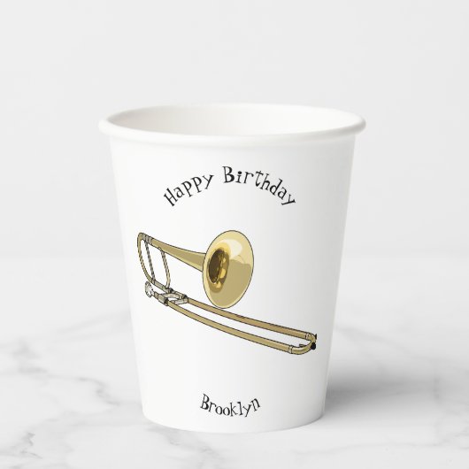 Gobelets En Papier Illustration de dessin animé de Trombone (Recto)