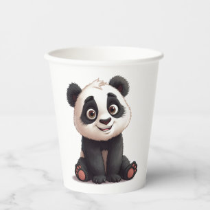 Gobelets En Papier Illustration de dessin animé d'ours panda assis