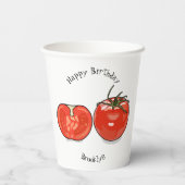 Gobelets En Papier Illustration de dessin sur la tomate (Verso)
