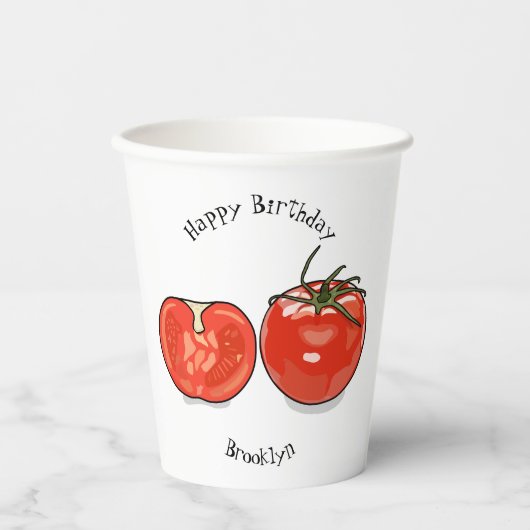 Gobelets En Papier Illustration de dessin sur la tomate (Recto)