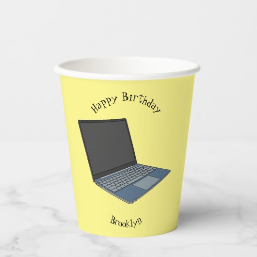 Gobelets En Papier Illustration de dessin sur ordinateur portable (Recto)