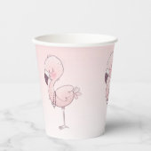 Gobelets En Papier Illustration de Flamant rose rose mou (Recto)