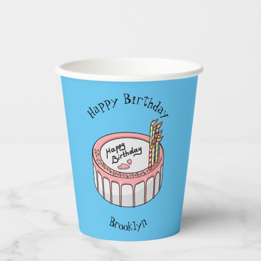 Gobelets En Papier Illustration de gâteau d'anniversaire (Recto)