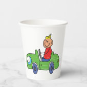 Gobelets En Papier Illustration de la voiture verte pour enfants (Recto)