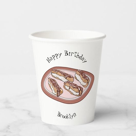 Gobelets En Papier Illustration de l'éclair de chocolat (Recto)