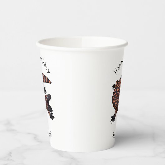 Gobelets En Papier Illustration de lézard géant affamé (Gauche)