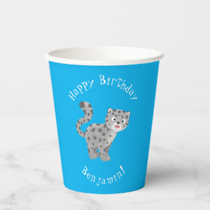 Gobelets En Papier Illustration de mignon léopard des neiges