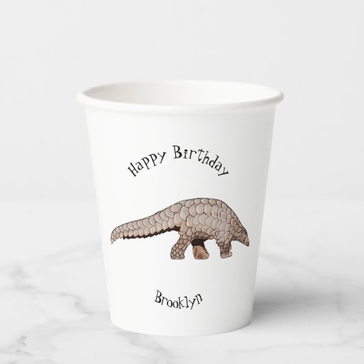 Gobelets En Papier Illustration de Pangolin (Recto)