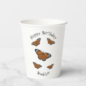 Gobelets En Papier Illustration de papillon monarque (Verso)