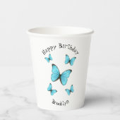 Gobelets En Papier Illustration de papillons Morpho (Verso)