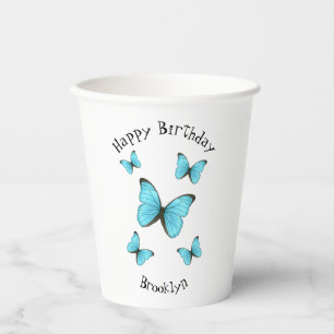 Gobelets En Papier Illustration de papillons Morpho