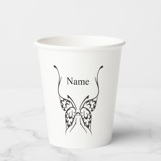 Gobelets En Papier Illustration de tatouage papillon stylisé (Recto)