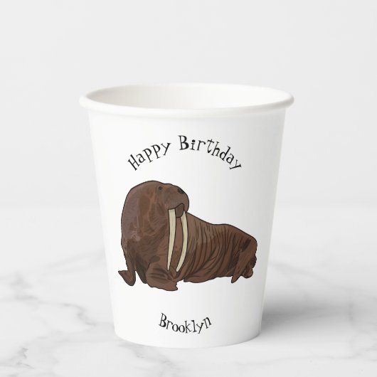 Gobelets En Papier Illustration de Walrus (Recto)
