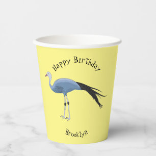 Gobelets En Papier Illustration d'oiseau de grue bleue