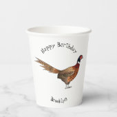 Gobelets En Papier Illustration d'oiseau faisan à cou circulaire (Verso)