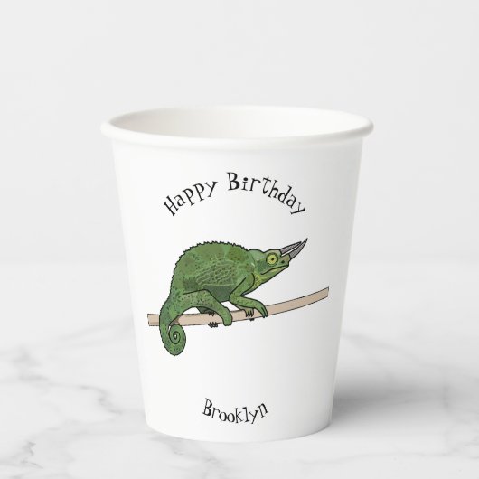 Gobelets En Papier Illustration du caméléon de Jackson (Recto)
