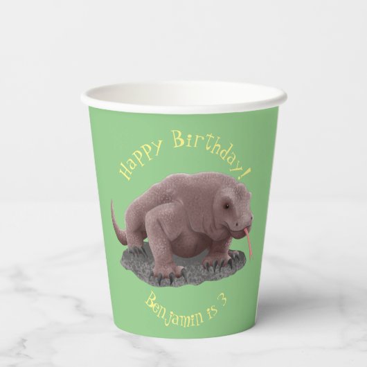 Gobelets En Papier Illustration du dragon de Komodo (Verso)