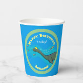 Gobelets En Papier Illustration du monstre marin mignon (Verso)