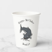 Gobelets En Papier Illustration du poisson-chat mignon (Verso)