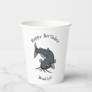 Gobelets En Papier Illustration du poisson-chat mignon