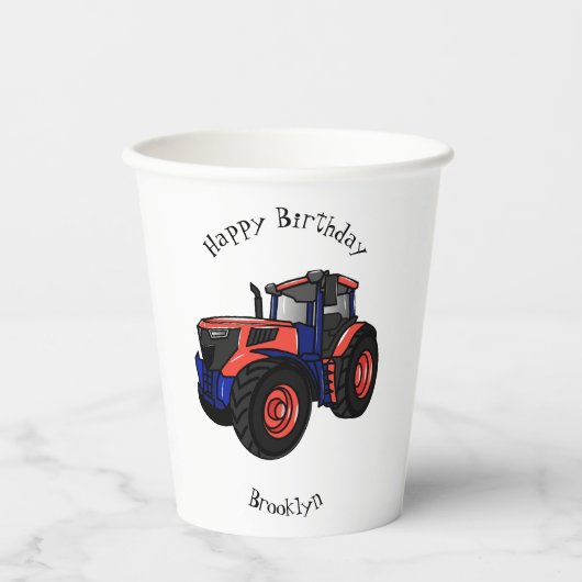 Gobelets En Papier Illustration du tracteur (Recto)