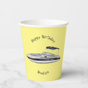Gobelets En Papier Illustration d'un bateau à moteur