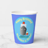 Gobelets En Papier Illustration d'un bateau remorqueur de croisière m (Verso)