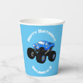 Gobelets En Papier Illustration d'un camion monstre bleu mou (Verso)