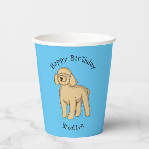Gobelets En Papier Illustration d'un caniche brun joyeux