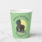 Gobelets En Papier Illustration d'un grand joyeux gorille (Verso)