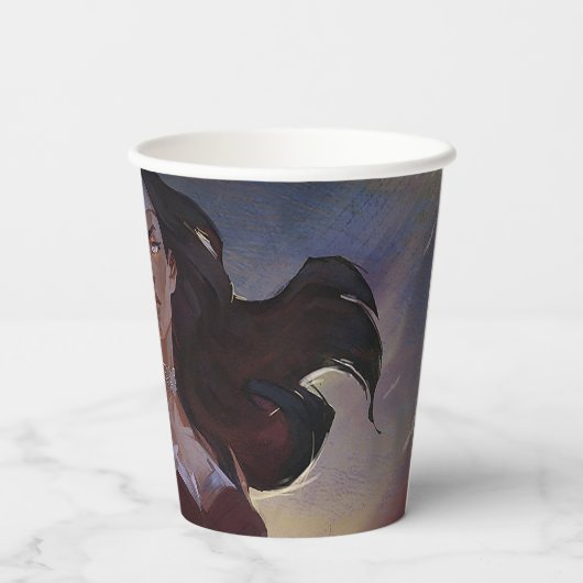 Gobelets En Papier Illustration d'une femme en crise infinie (Verso)