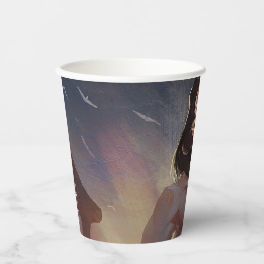 Gobelets En Papier Illustration d'une femme en crise infinie (Recto)