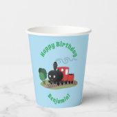 Gobelets En Papier Illustration d'une locomotive à vapeur mûre (Verso)