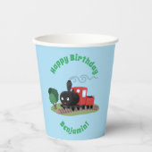 Gobelets En Papier Illustration d'une locomotive à vapeur mûre (Recto)