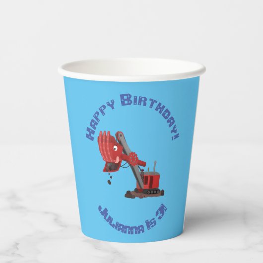 Gobelets En Papier Illustration d'une pelle à vapeur rouge mou (Verso)