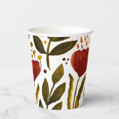 Gobelets En Papier Illustration florale botanique d'orange brûlé (Verso)