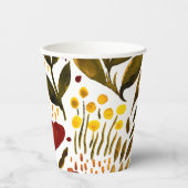 Gobelets En Papier Illustration florale botanique d'orange brûlé (Recto)