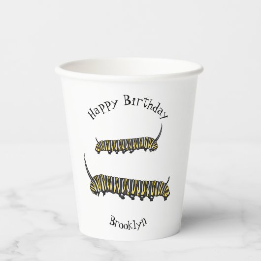 Gobelets En Papier Illustration Monarch caterpillar (Recto)