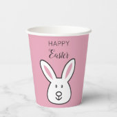 Gobelets En Papier Illustration Pastel Pink Cute Bunny Pâques (Verso)