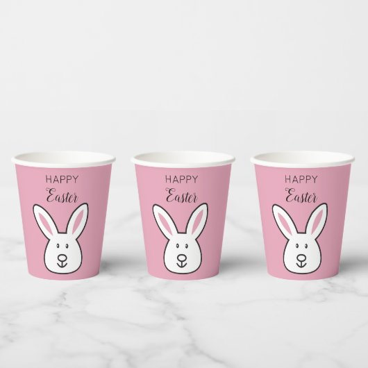 Gobelets En Papier Illustration Pastel Pink Cute Bunny Pâques (Multi)