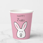 Gobelets En Papier Illustration Pastel Pink Cute Bunny Pâques (Recto)