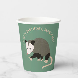 Gobelets En Papier Illustration Possum mignon Vert clair Personnalis