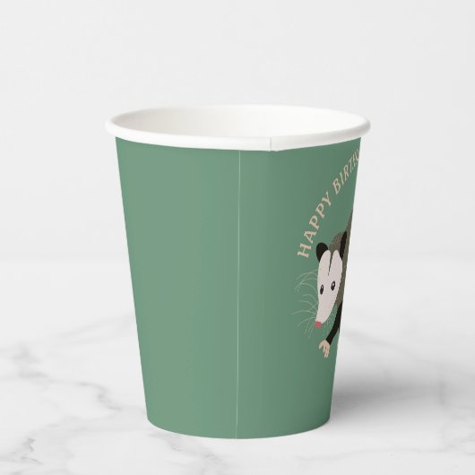 Gobelets En Papier Illustration Possum mignon Vert clair Personnalisé (Droite)